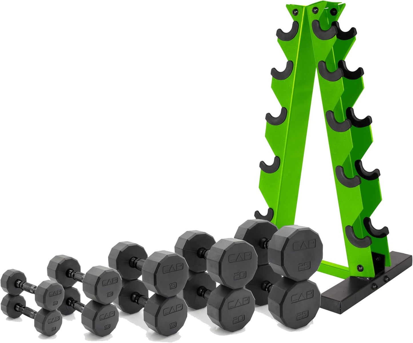 Barbell 150 LB Coated Hex Dumbbell Weight Set with Vertical Rack | Multiple Options