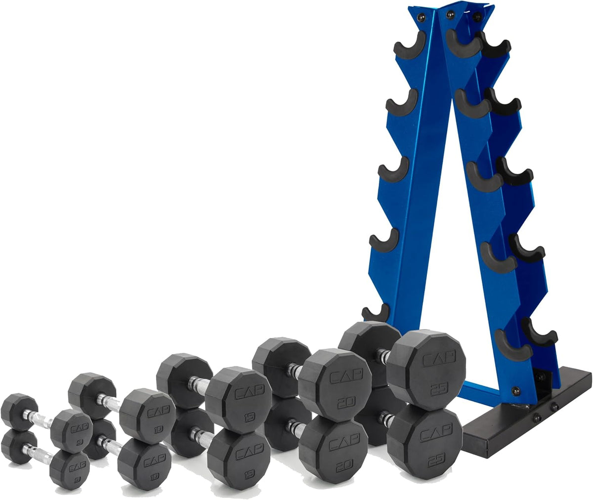 Barbell 150 LB Coated Hex Dumbbell Weight Set with Vertical Rack | Multiple Options