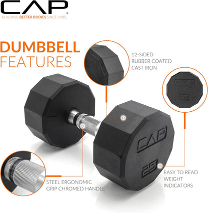 Barbell 150 LB Coated Hex Dumbbell Weight Set with Vertical Rack | Multiple Options