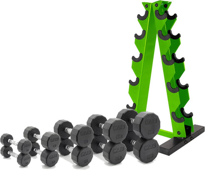Barbell 150 LB Coated Hex Dumbbell Weight Set with Vertical Rack | Multiple Options