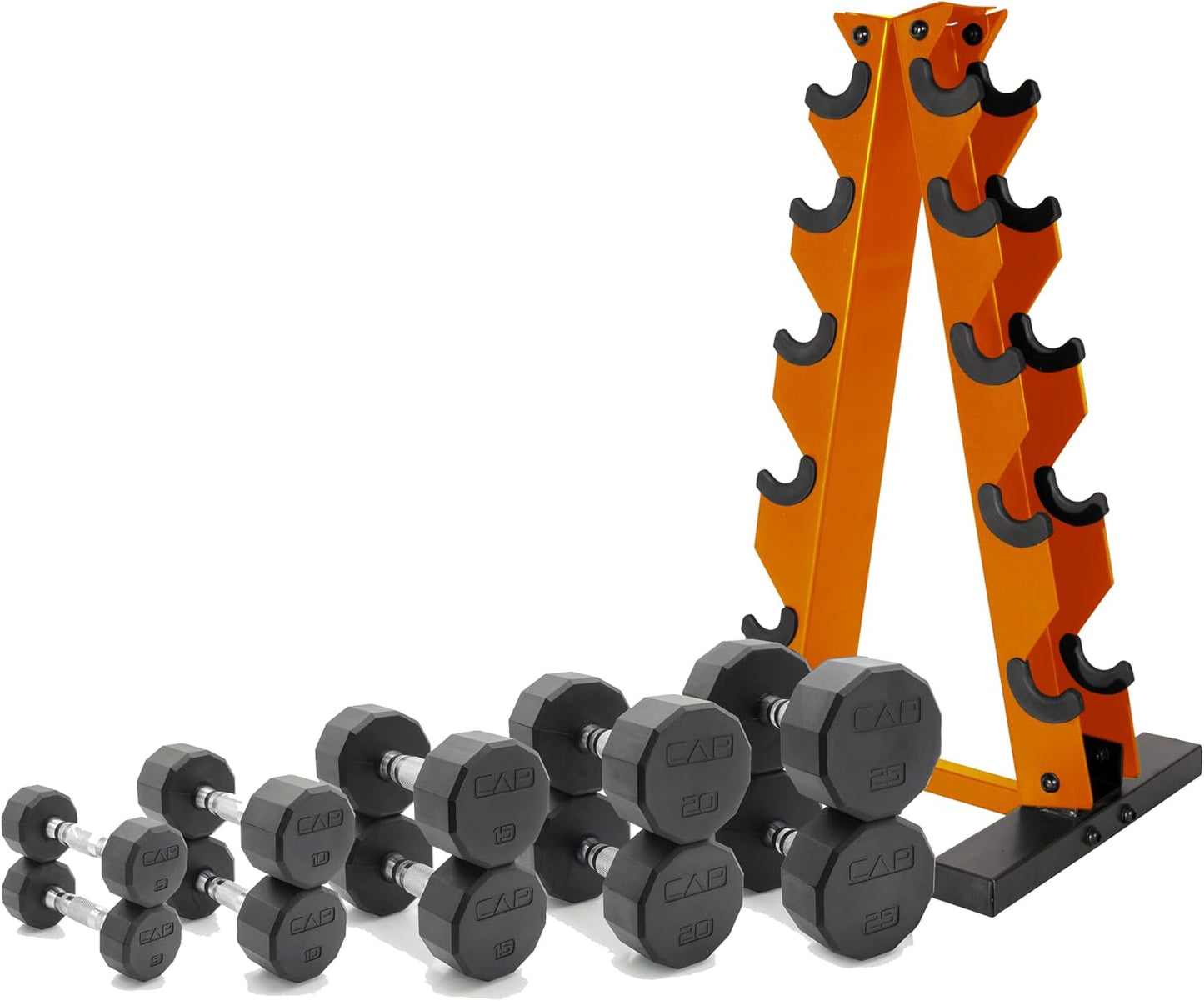 Barbell 150 LB Coated Hex Dumbbell Weight Set with Vertical Rack | Multiple Options