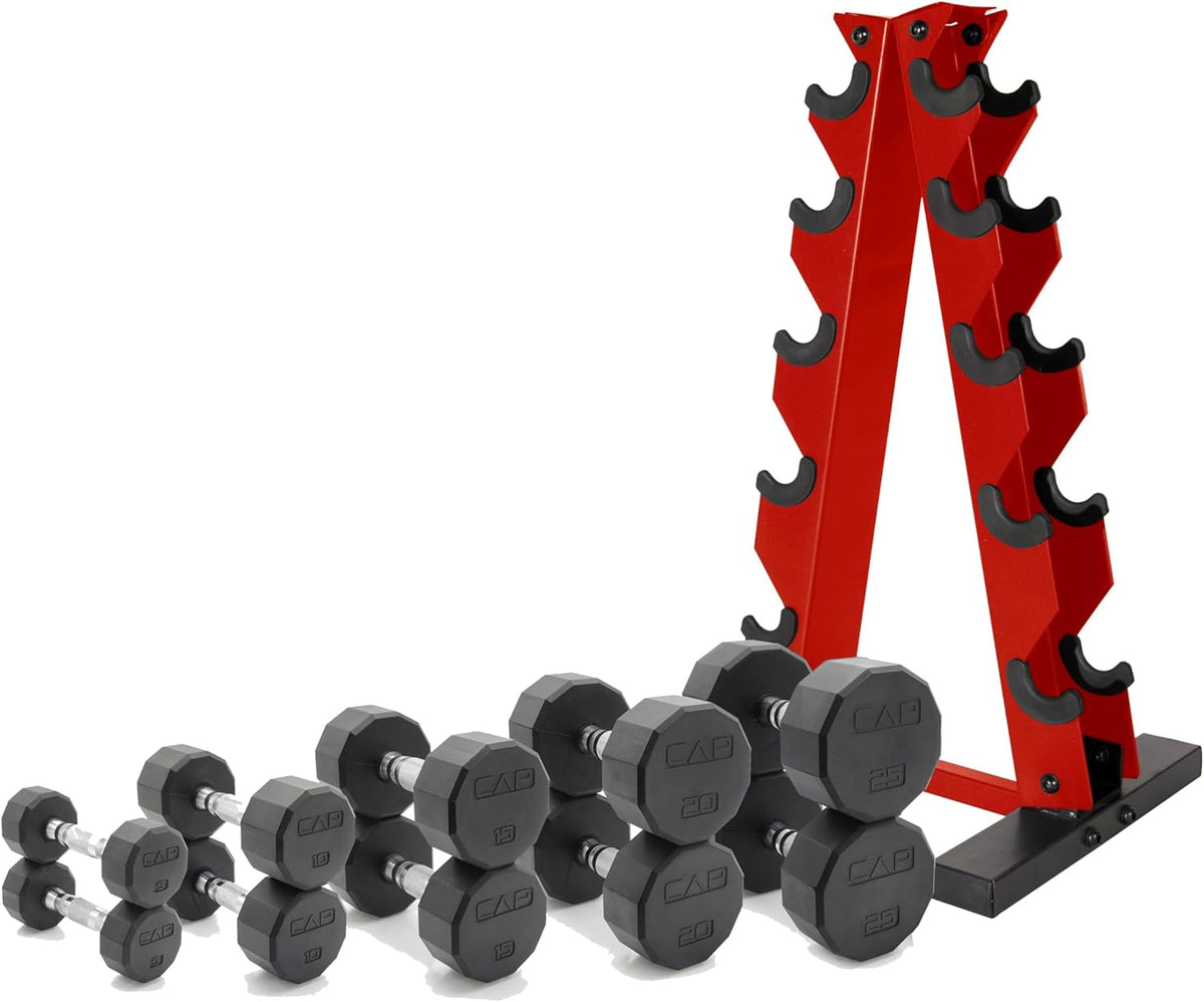 Barbell 150 LB Coated Hex Dumbbell Weight Set with Vertical Rack | Multiple Options