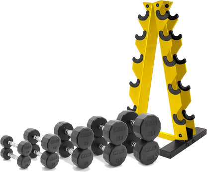 Barbell 150 LB Coated Hex Dumbbell Weight Set with Vertical Rack | Multiple Options