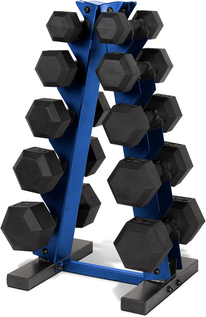 Barbell 150 LB Coated Hex Dumbbell Weight Set with Vertical Rack | Multiple Options