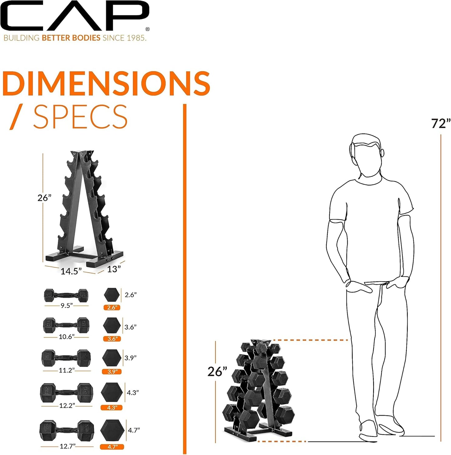 Barbell 150 LB Coated Hex Dumbbell Weight Set with Vertical Rack | Multiple Options
