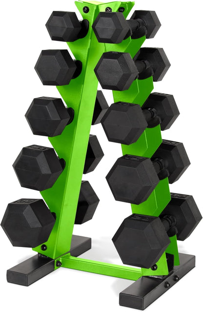 Barbell 150 LB Coated Hex Dumbbell Weight Set with Vertical Rack | Multiple Options