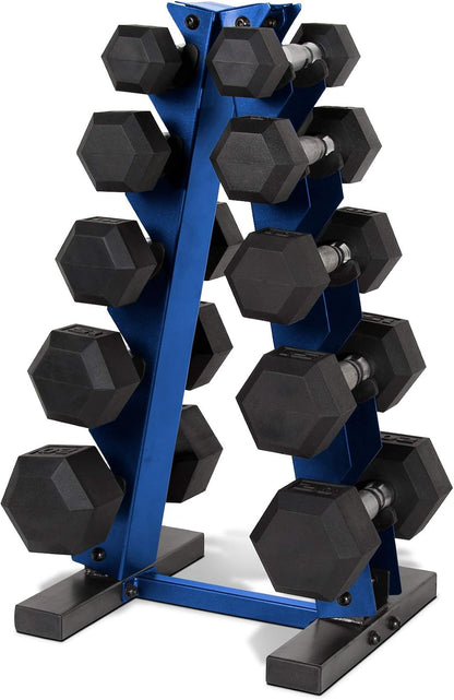 Barbell 150 LB Coated Hex Dumbbell Weight Set with Vertical Rack | Multiple Options