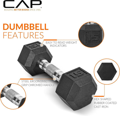 Barbell 150 LB Coated Hex Dumbbell Weight Set with Vertical Rack | Multiple Options