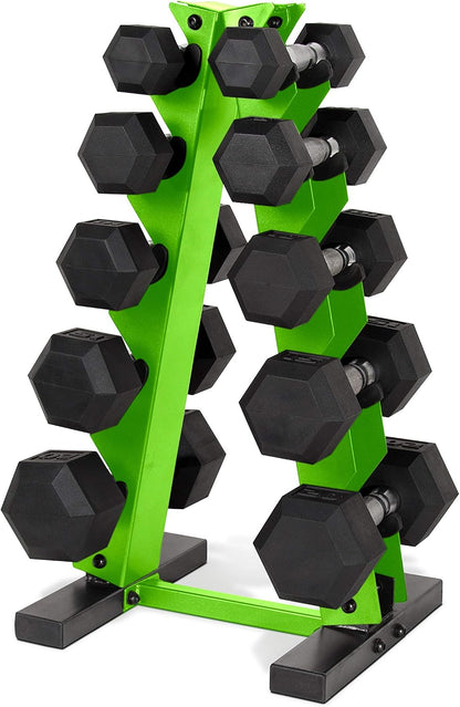 Barbell 150 LB Coated Hex Dumbbell Weight Set with Vertical Rack | Multiple Options