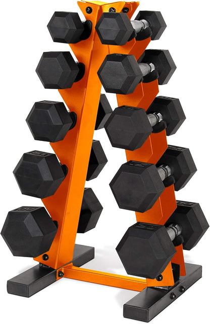 Barbell 150 LB Coated Hex Dumbbell Weight Set with Vertical Rack | Multiple Options