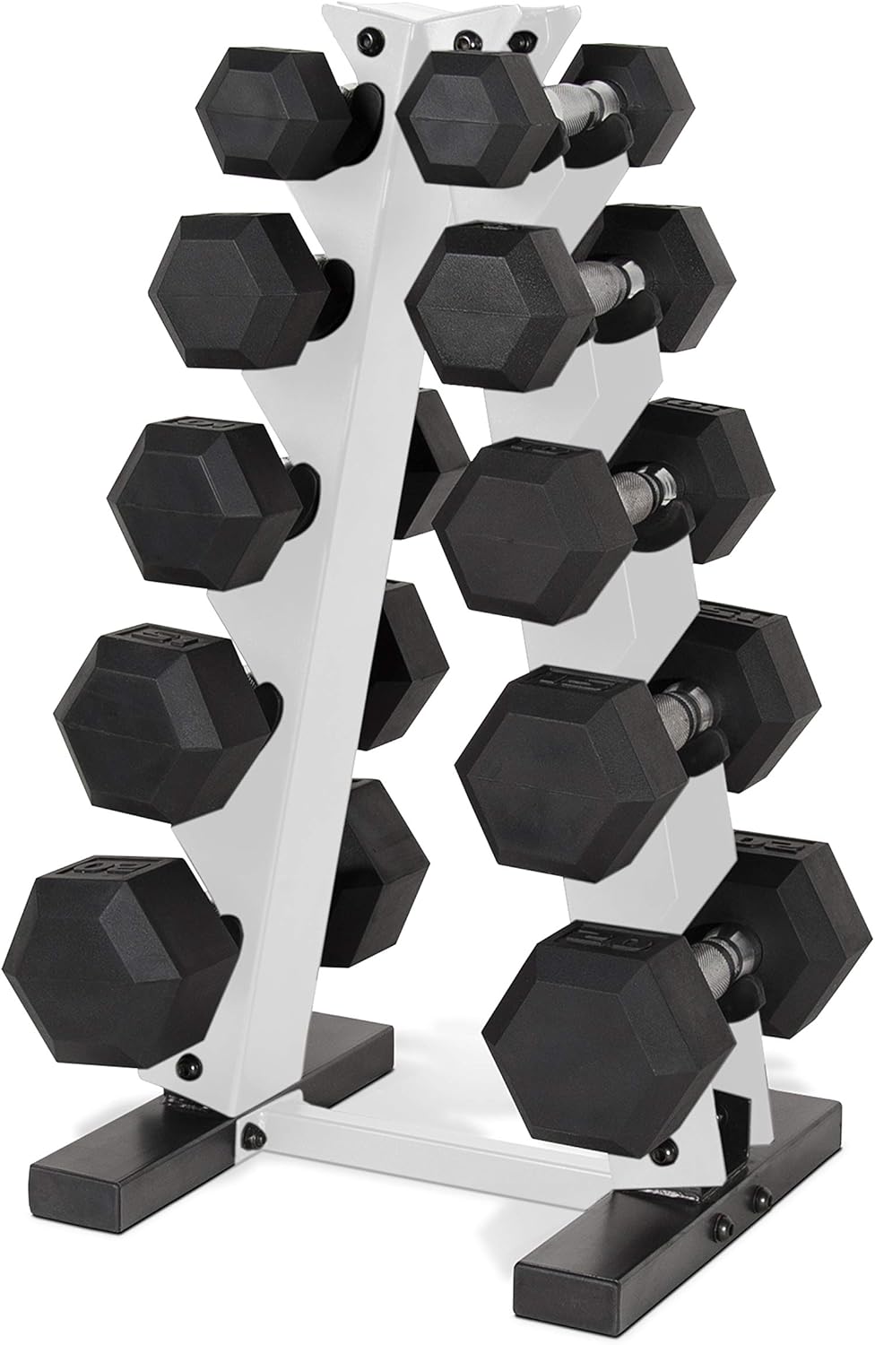 Barbell 150 LB Coated Hex Dumbbell Weight Set with Vertical Rack | Multiple Options
