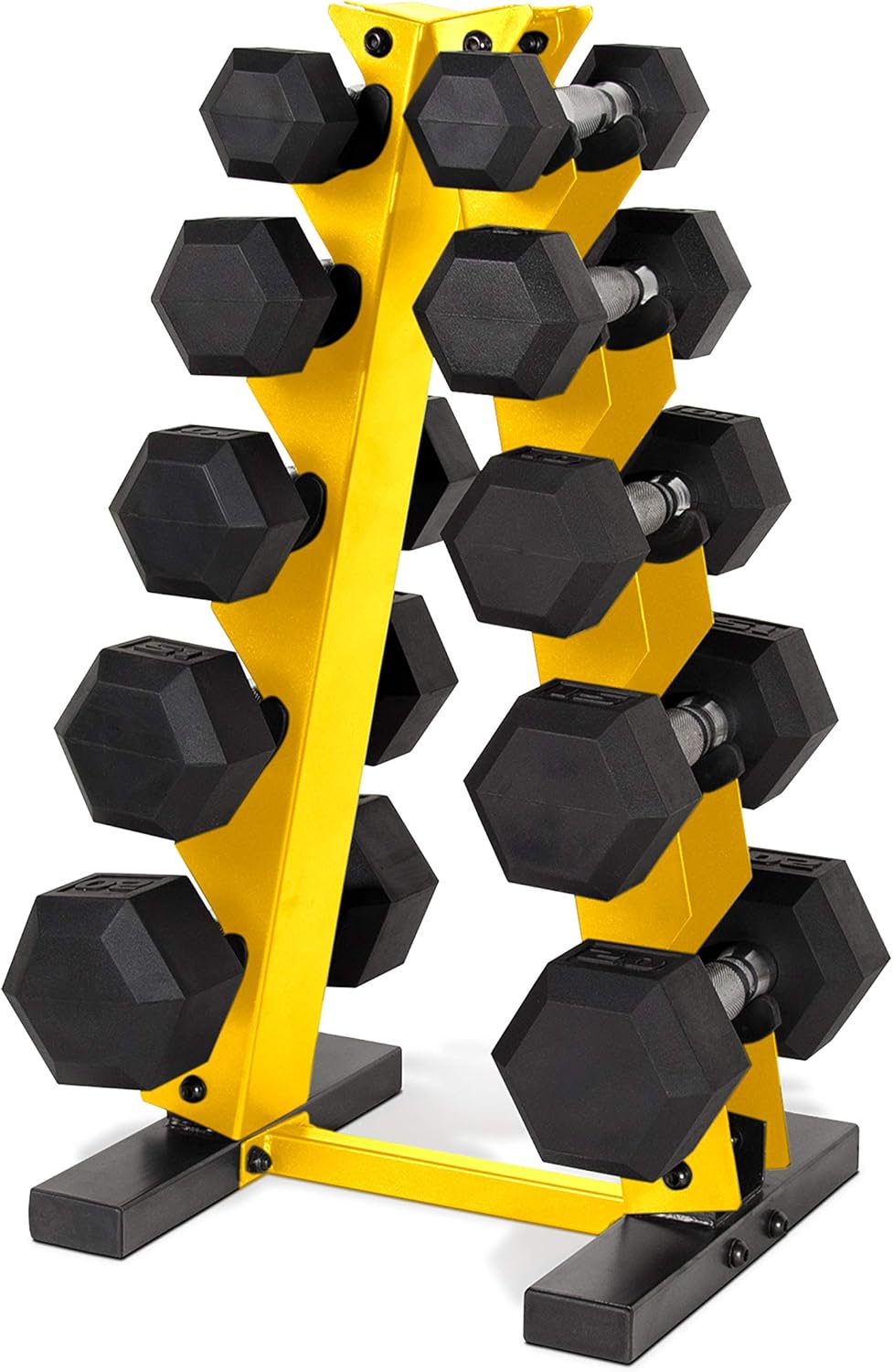 Barbell 150 LB Coated Hex Dumbbell Weight Set with Vertical Rack | Multiple Options