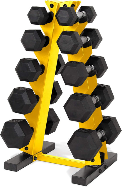Barbell 150 LB Coated Hex Dumbbell Weight Set with Vertical Rack | Multiple Options