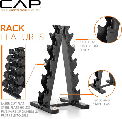 Barbell 150 LB Coated Hex Dumbbell Weight Set with Vertical Rack | Multiple Options