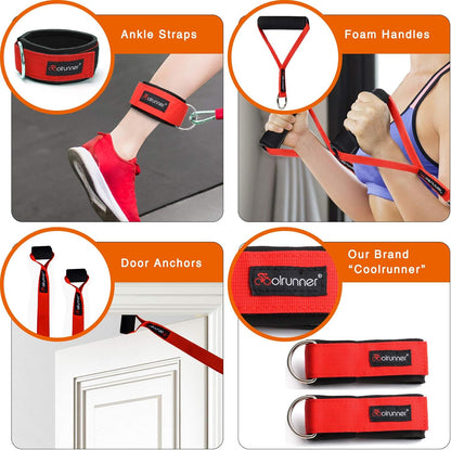 14 PCS Resistance Bands Set, Exercise Tubes, 20lbs to 40lbs Workout Bands with Handles Protective Nylon Sleeves Door Anchor Ankle Strap, Elastic Exercise Bands for Men Women - up to 150lbs