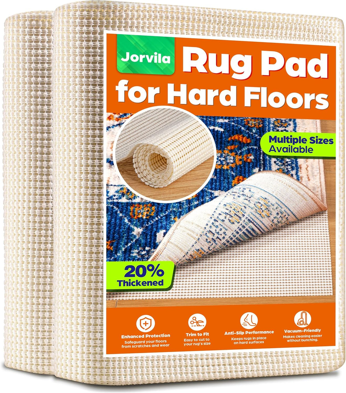 Non-Slip Rug Pad Gripper 2x8 Feet, Thick Cushioned Carpet Pad for Hardwood Floors, Anti Skid Mat for Kitchen Hallway Runner, Strong Grip Drawer Shelf and Cabinet Liner