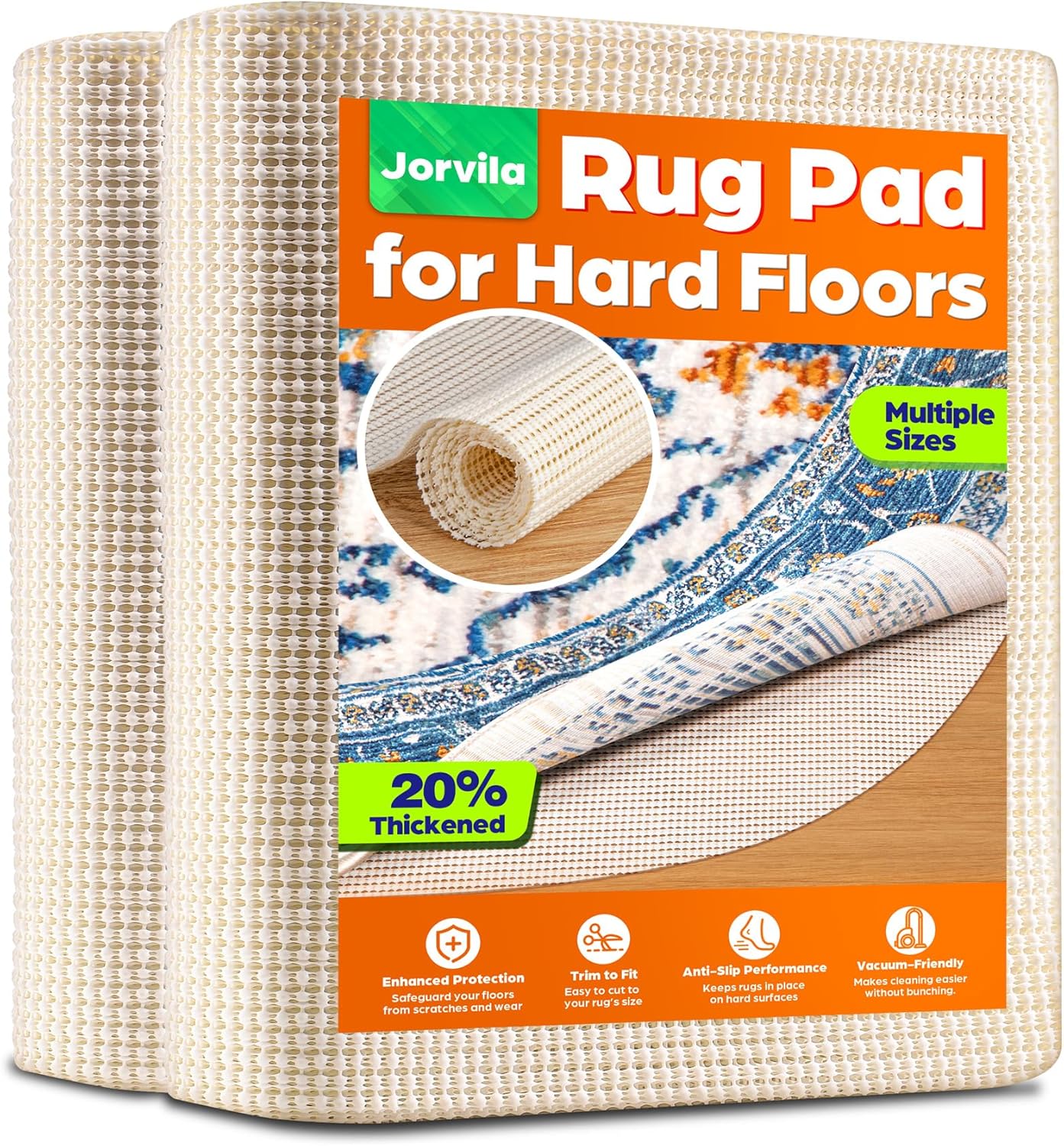 Non-Slip Rug Pad Gripper 2x8 Feet, Thick Cushioned Carpet Pad for Hardwood Floors, Anti Skid Mat for Kitchen Hallway Runner, Strong Grip Drawer Shelf and Cabinet Liner