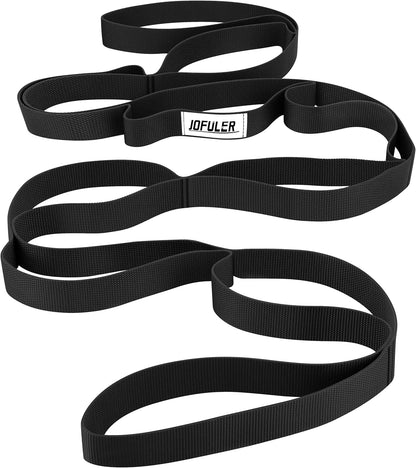 Stretching Strap for Physical Therapy and Home Rehab, 10 Loops Non-Elastic Yoga Strap for Hamstring, Calf and Back Stretching, Mobility, Exercise, Pilates, Flexibility