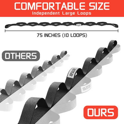 Stretching Strap for Physical Therapy and Home Rehab, 10 Loops Non-Elastic Yoga Strap for Hamstring, Calf and Back Stretching, Mobility, Exercise, Pilates, Flexibility