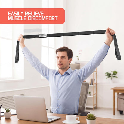 Stretching Strap for Physical Therapy and Home Rehab, 10 Loops Non-Elastic Yoga Strap for Hamstring, Calf and Back Stretching, Mobility, Exercise, Pilates, Flexibility