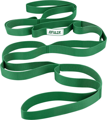Stretching Strap for Physical Therapy and Home Rehab, 10 Loops Non-Elastic Yoga Strap for Hamstring, Calf and Back Stretching, Mobility, Exercise, Pilates, Flexibility
