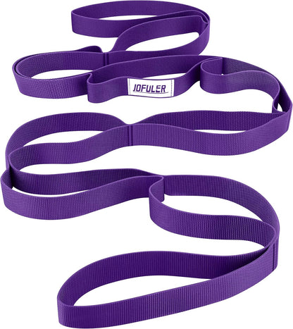 Stretching Strap for Physical Therapy and Home Rehab, 10 Loops Non-Elastic Yoga Strap for Hamstring, Calf and Back Stretching, Mobility, Exercise, Pilates, Flexibility