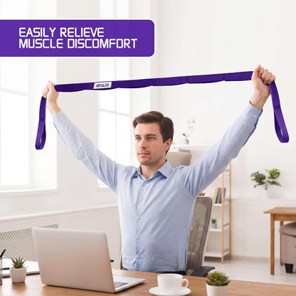 Stretching Strap for Physical Therapy and Home Rehab, 10 Loops Non-Elastic Yoga Strap for Hamstring, Calf and Back Stretching, Mobility, Exercise, Pilates, Flexibility