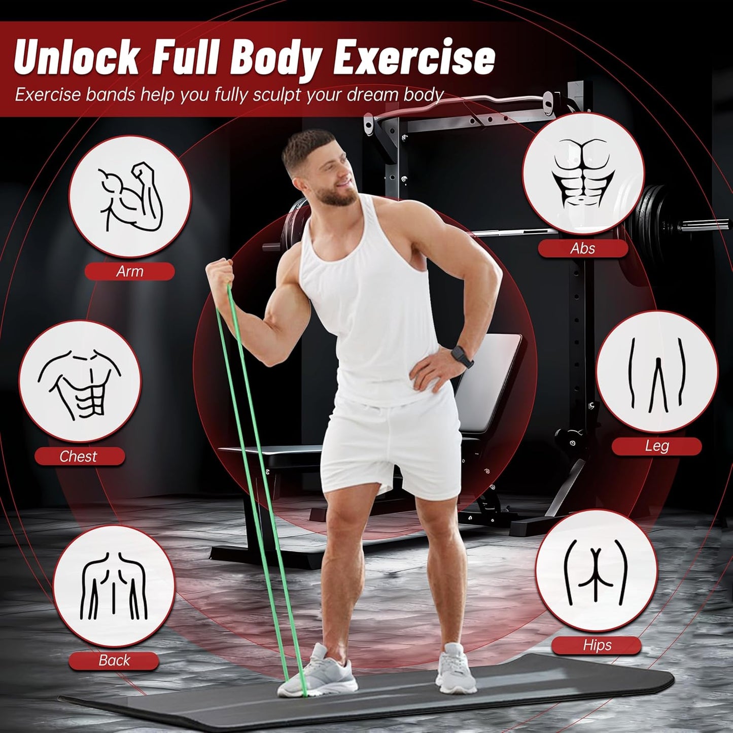 Resistance Bands for Working Out, 4-Level Pull Up Assistance Bands, Exercise Bands for Women & Men, Stretch Workout Bands for Full-Body Training, Fitness, Physical Therapy, Pull Up Bands at Home, Gym