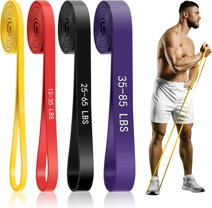 Resistance Bands for Working Out, 4-Level Pull Up Assistance Bands, Exercise Bands for Women & Men, Stretch Workout Bands for Full-Body Training, Fitness, Physical Therapy, Pull Up Bands at Home, Gym