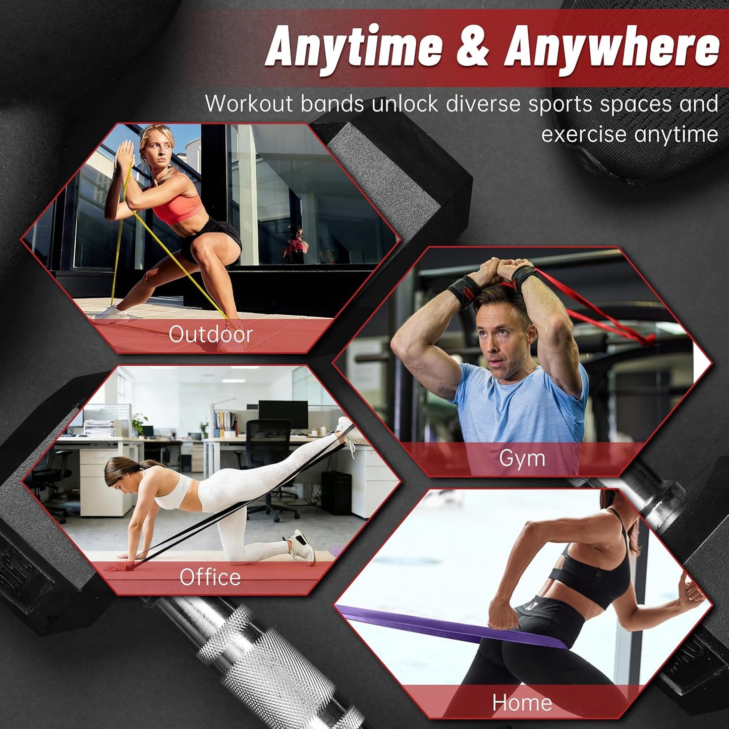 Resistance Bands for Working Out, 4-Level Pull Up Assistance Bands, Exercise Bands for Women & Men, Stretch Workout Bands for Full-Body Training, Fitness, Physical Therapy, Pull Up Bands at Home, Gym