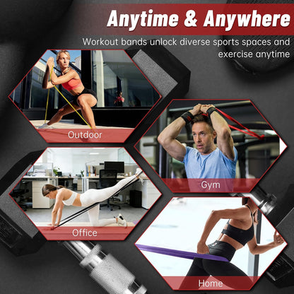 Resistance Bands for Working Out, 4-Level Pull Up Assistance Bands, Exercise Bands for Women & Men, Stretch Workout Bands for Full-Body Training, Fitness, Physical Therapy, Pull Up Bands at Home, Gym
