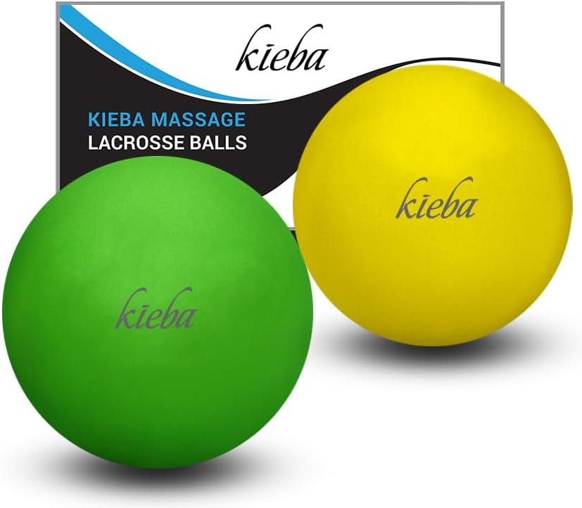 Massage Lacrosse Balls for Myofascial Release, Trigger Point Therapy, Muscle Knots, and Yoga Therapy. Set of 2 Firm Balls (Blue and Red)