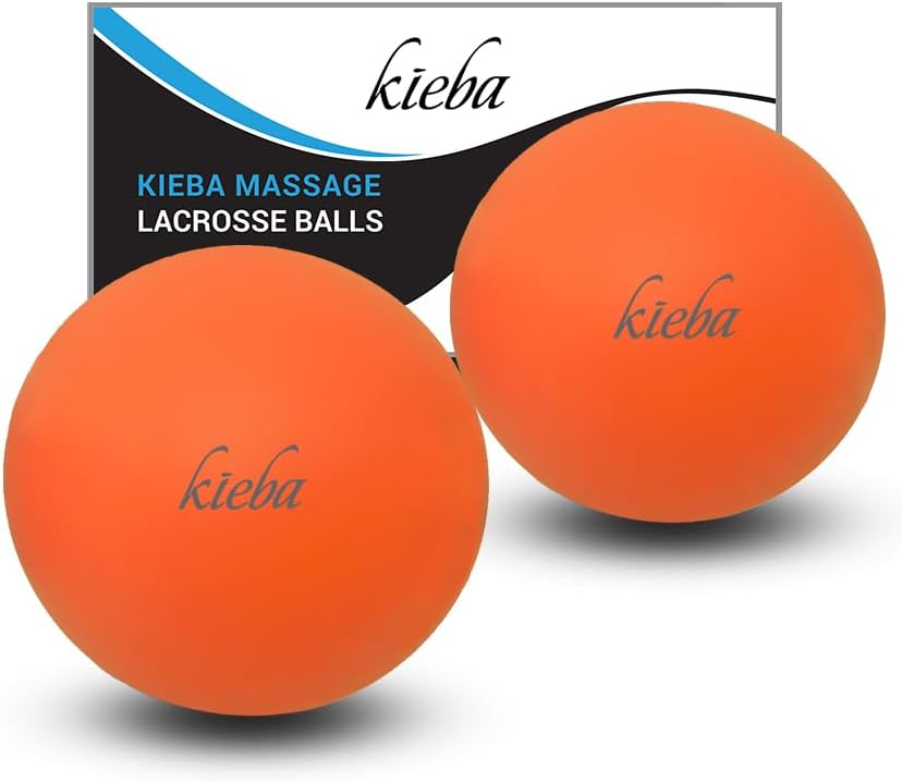 Massage Lacrosse Balls for Myofascial Release, Trigger Point Therapy, Muscle Knots, and Yoga Therapy. Set of 2 Firm Balls (Blue and Red)