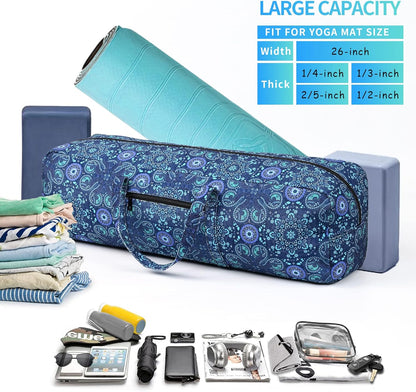 Yoga Mat Bag | Large Yoga Mat Carrier with Wet Pocket | Yoga Gifts | Gym Tote Bag for Women