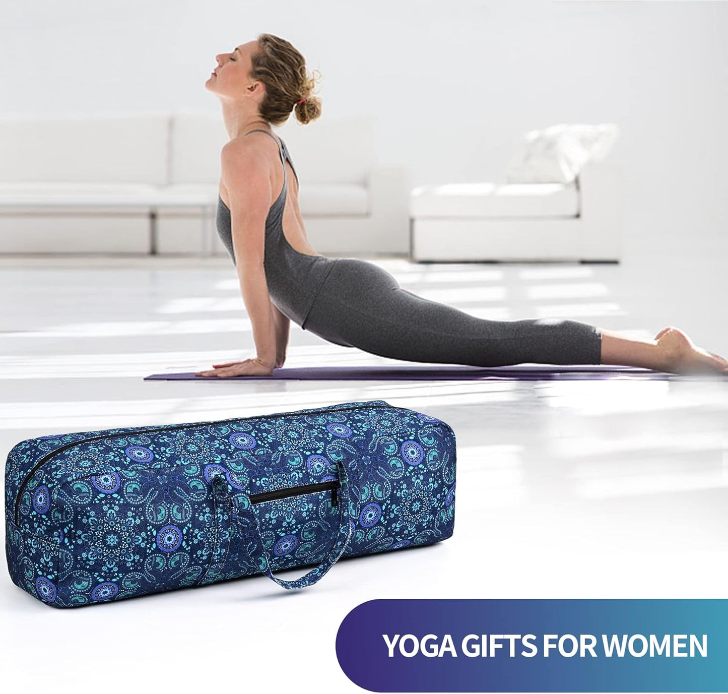 Yoga Mat Bag | Large Yoga Mat Carrier with Wet Pocket | Yoga Gifts | Gym Tote Bag for Women