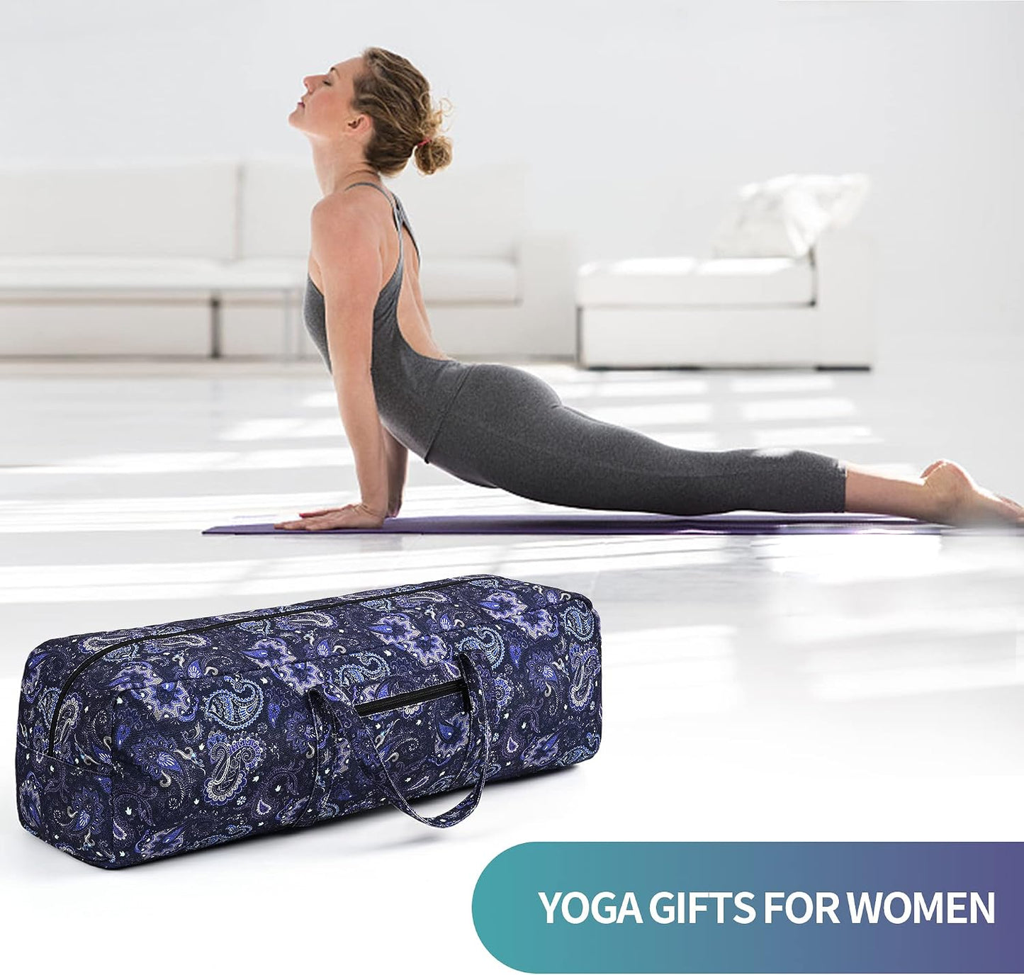 Yoga Mat Bag | Large Yoga Mat Carrier with Wet Pocket | Yoga Gifts | Gym Tote Bag for Women