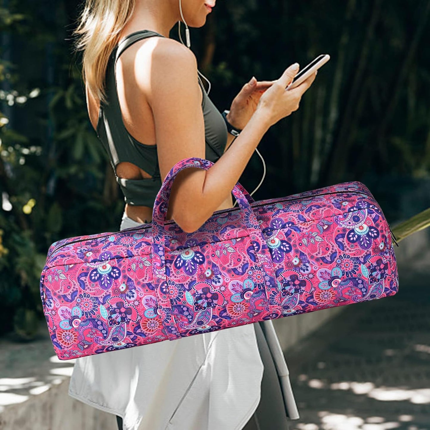 Yoga Mat Bag | Large Yoga Mat Carrier with Wet Pocket | Yoga Gifts | Gym Tote Bag for Women
