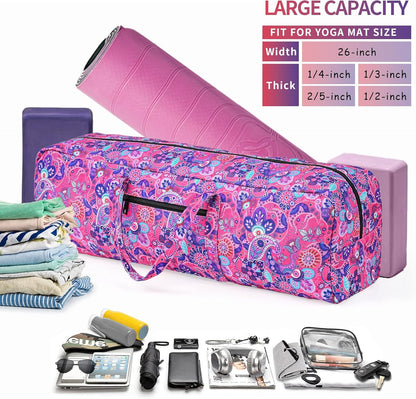 Yoga Mat Bag | Large Yoga Mat Carrier with Wet Pocket | Yoga Gifts | Gym Tote Bag for Women