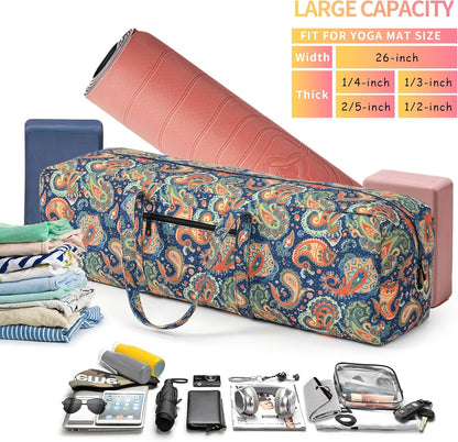 Yoga Mat Bag | Large Yoga Mat Carrier with Wet Pocket | Yoga Gifts | Gym Tote Bag for Women
