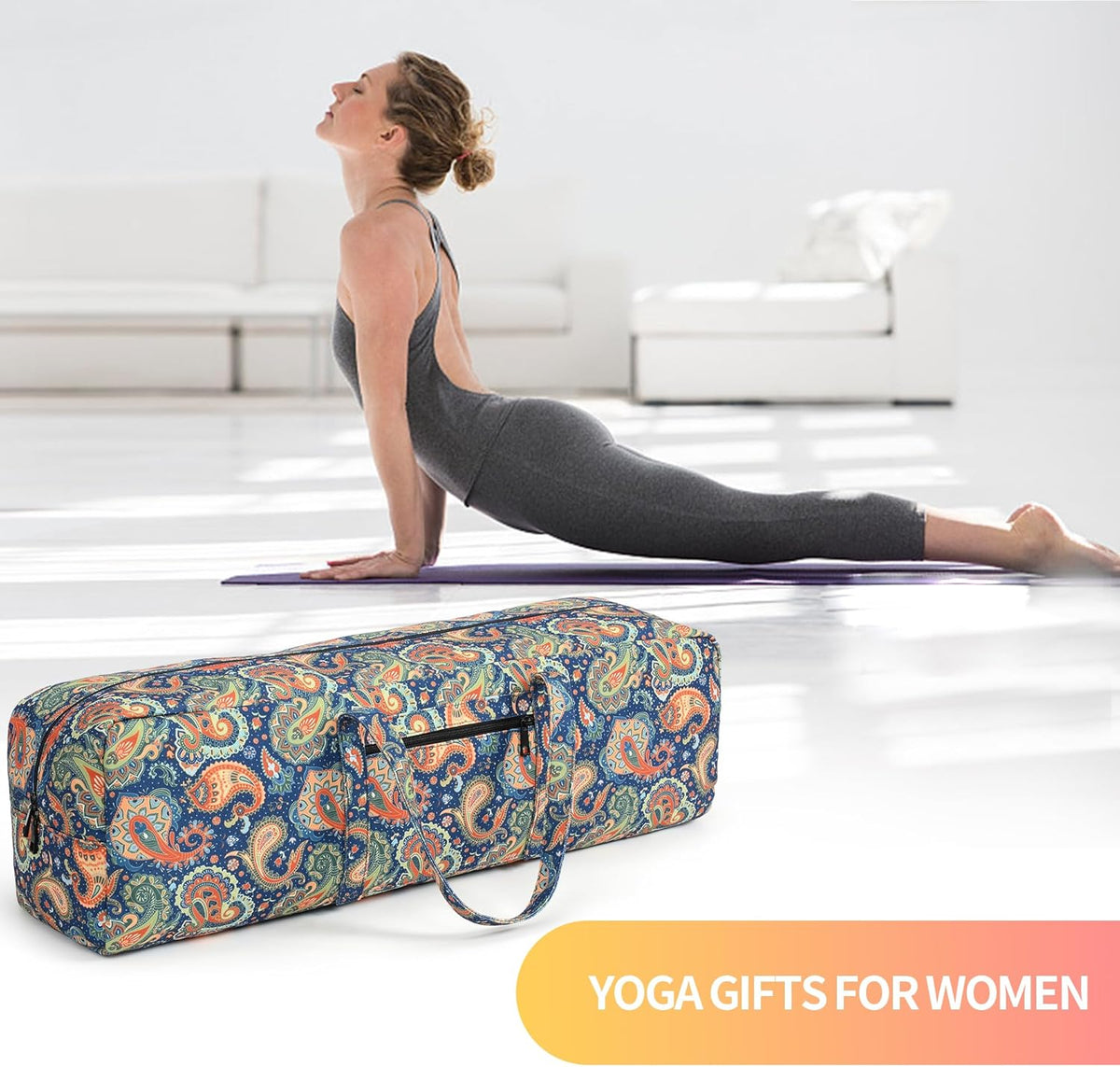Yoga Mat Bag | Large Yoga Mat Carrier with Wet Pocket | Yoga Gifts | Gym Tote Bag for Women