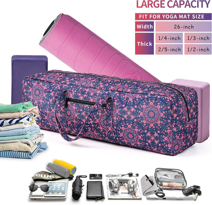Yoga Mat Bag | Large Yoga Mat Carrier with Wet Pocket | Yoga Gifts | Gym Tote Bag for Women