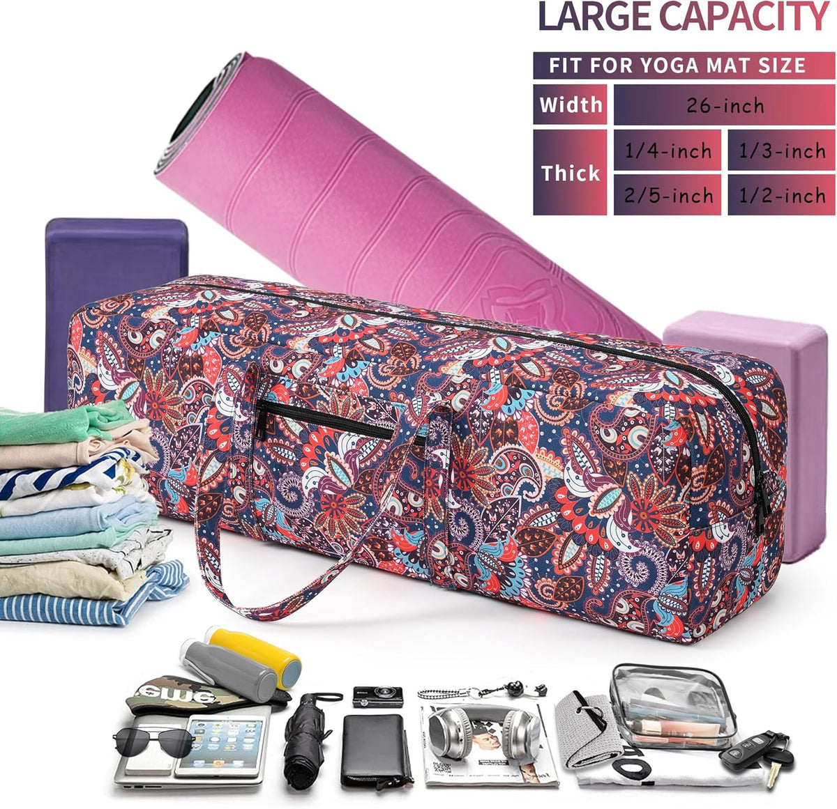 Yoga Mat Bag | Large Yoga Mat Carrier with Wet Pocket | Yoga Gifts | Gym Tote Bag for Women
