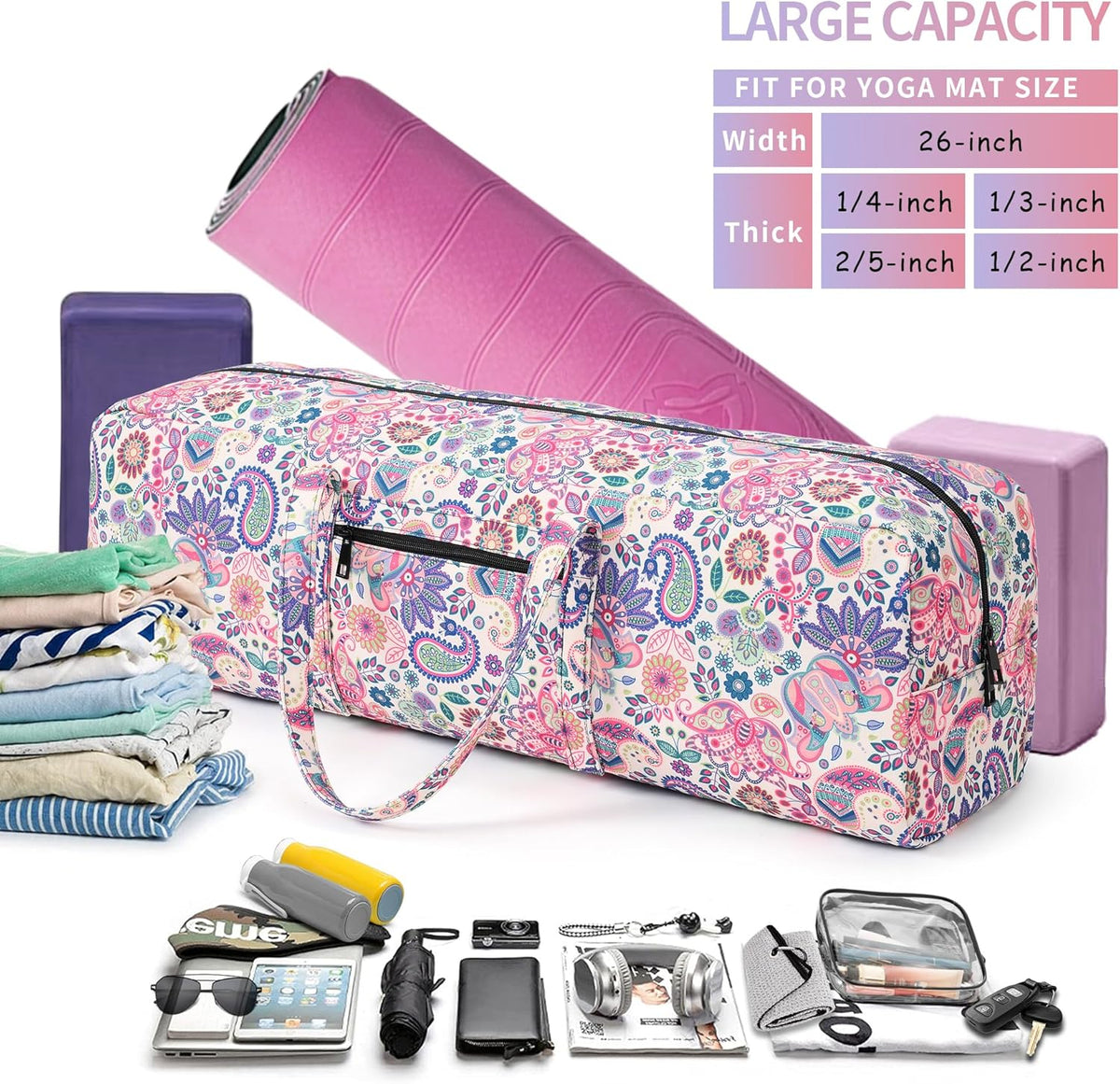 Yoga Mat Bag | Large Yoga Mat Carrier with Wet Pocket | Yoga Gifts | Gym Tote Bag for Women