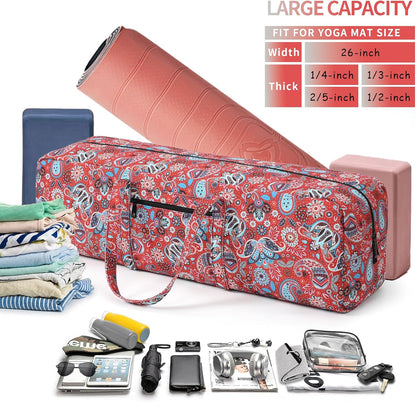 Yoga Mat Bag | Large Yoga Mat Carrier with Wet Pocket | Yoga Gifts | Gym Tote Bag for Women