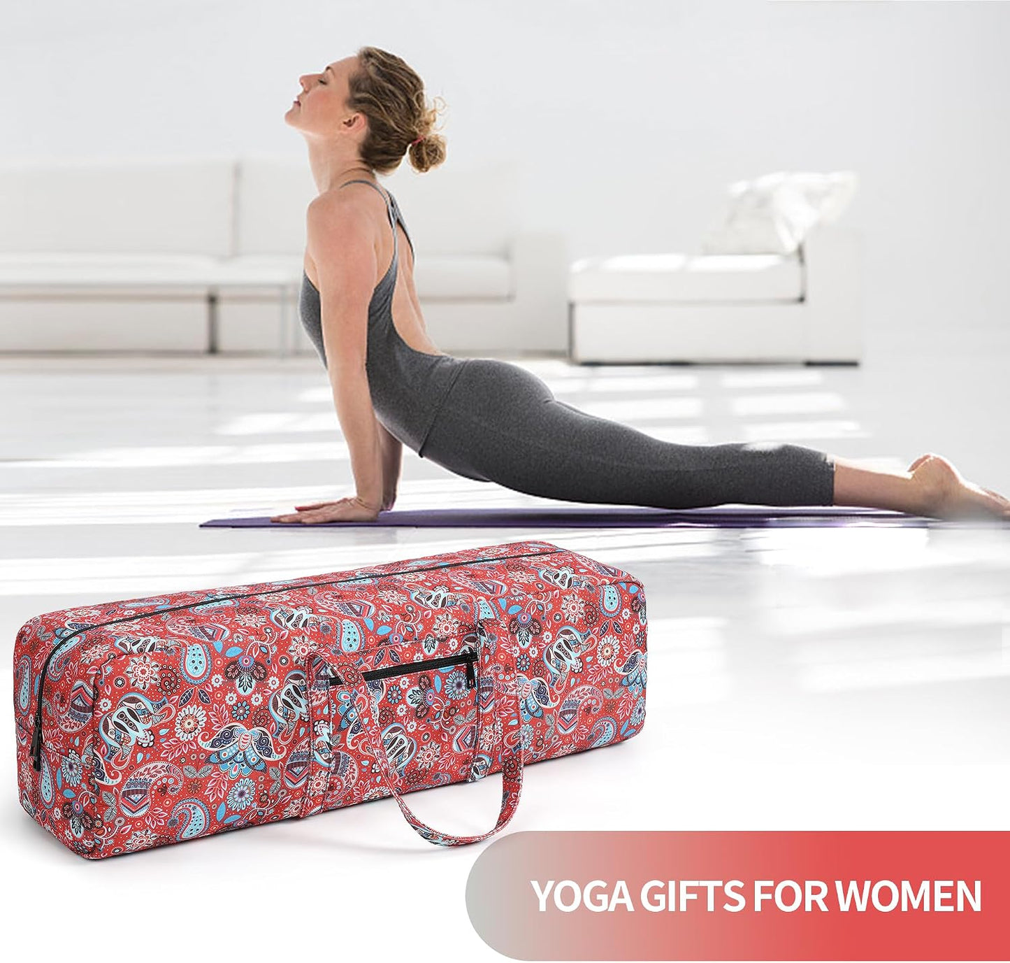 Yoga Mat Bag | Large Yoga Mat Carrier with Wet Pocket | Yoga Gifts | Gym Tote Bag for Women