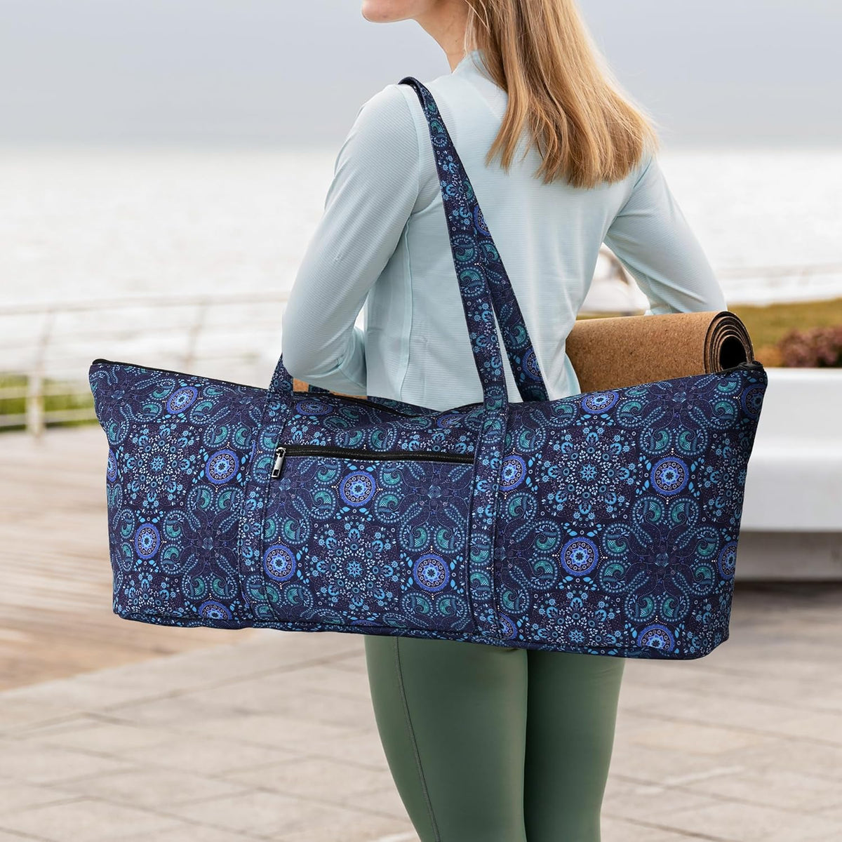 Yoga Mat Bag | Large Yoga Mat Carrier with Wet Pocket | Yoga Gifts | Gym Tote Bag for Women
