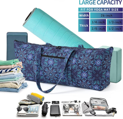 Yoga Mat Bag | Large Yoga Mat Carrier with Wet Pocket | Yoga Gifts | Gym Tote Bag for Women