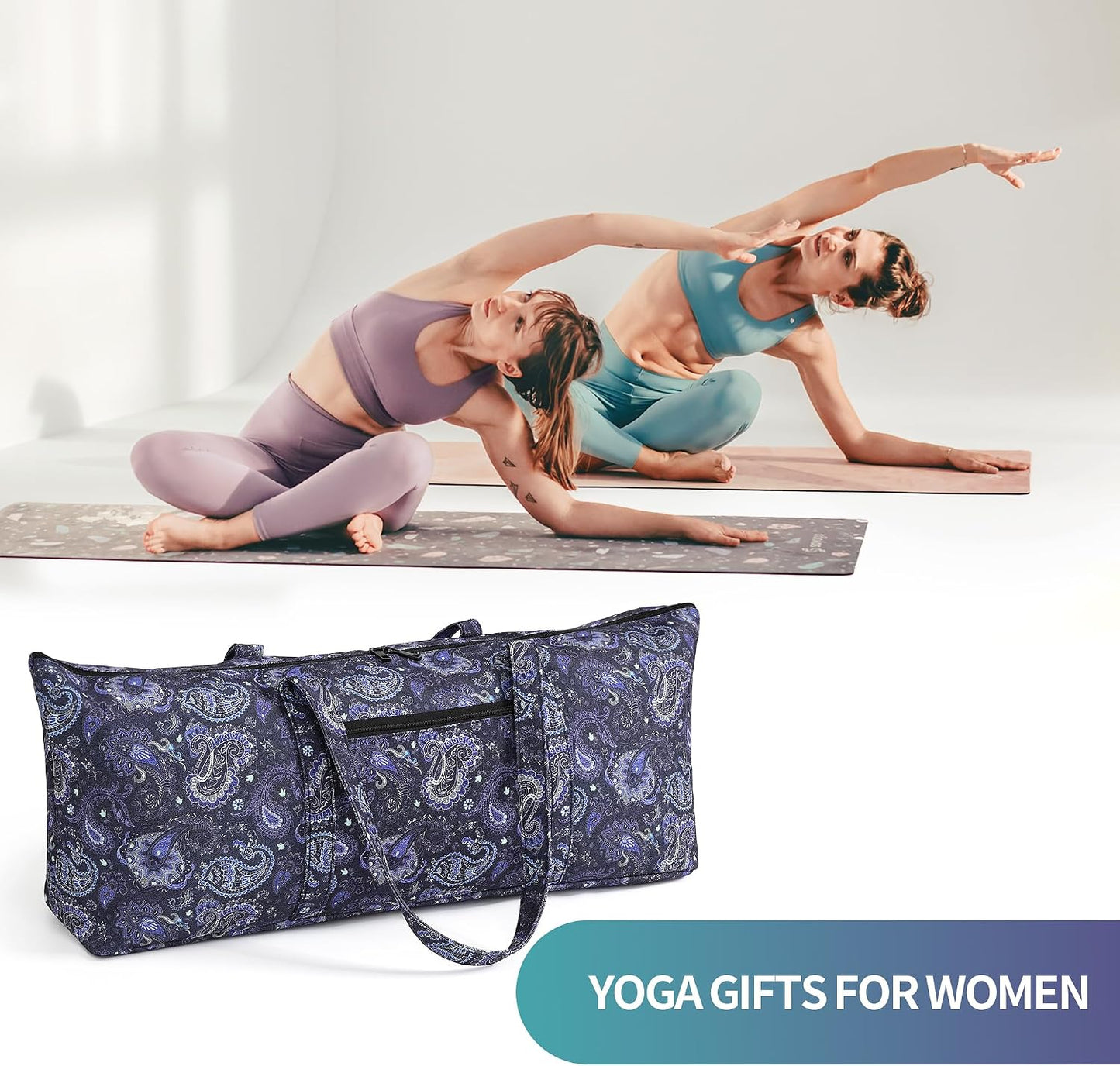 Yoga Mat Bag | Large Yoga Mat Carrier with Wet Pocket | Yoga Gifts | Gym Tote Bag for Women
