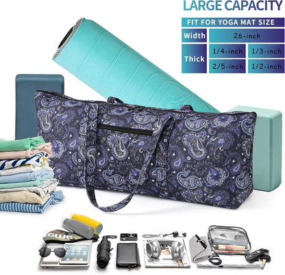 Yoga Mat Bag | Large Yoga Mat Carrier with Wet Pocket | Yoga Gifts | Gym Tote Bag for Women