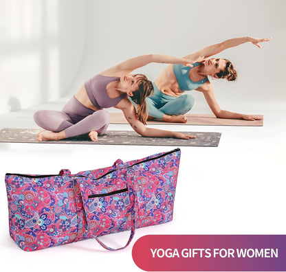 Yoga Mat Bag | Large Yoga Mat Carrier with Wet Pocket | Yoga Gifts | Gym Tote Bag for Women
